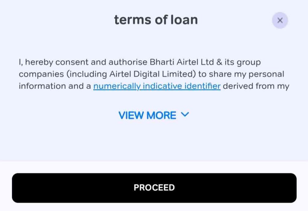 airtel loan terms and condition